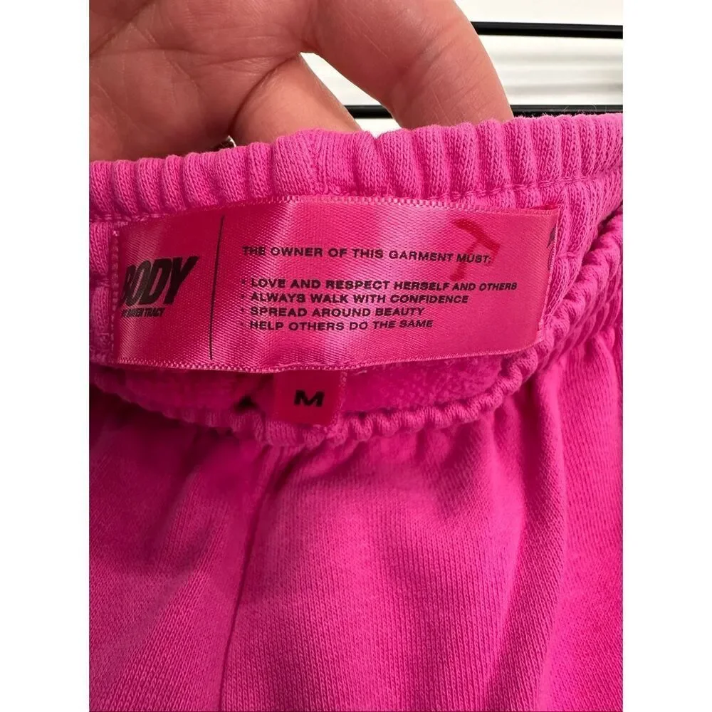 Body by Raven Tracy Pink Green Backshot Logo High Rise Elastic Waist Jogger Swea - Picture 4 of 16